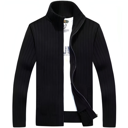 Zipper Outerwear Sweater Coat For Men Fleece-lined Thickened Winter