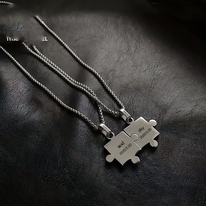 A Pair Of Puzzle Lettering Commemorative Pendant Necklace