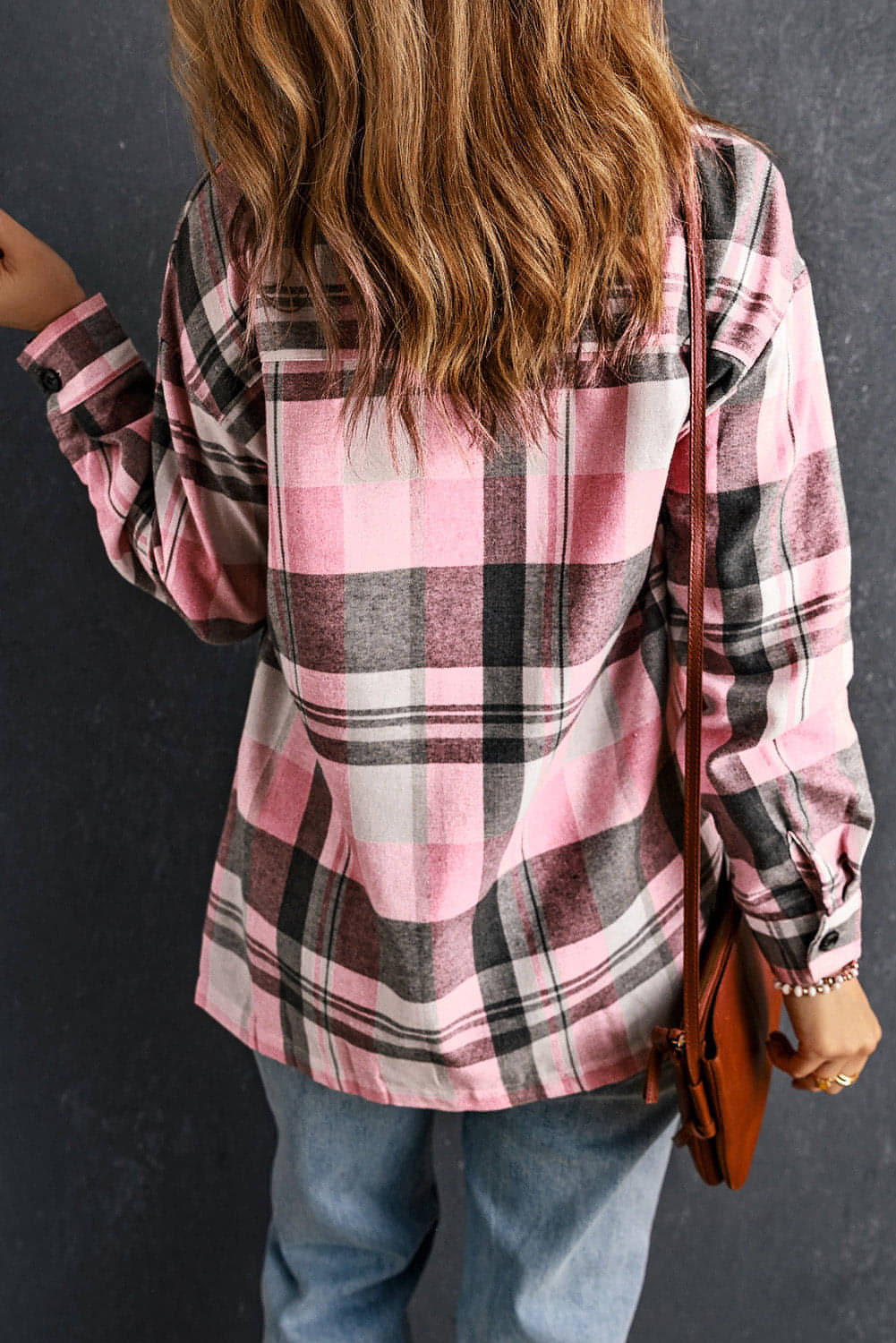 Rosa Plaid -Knopf -Up -Patch -Pocket -Shirt