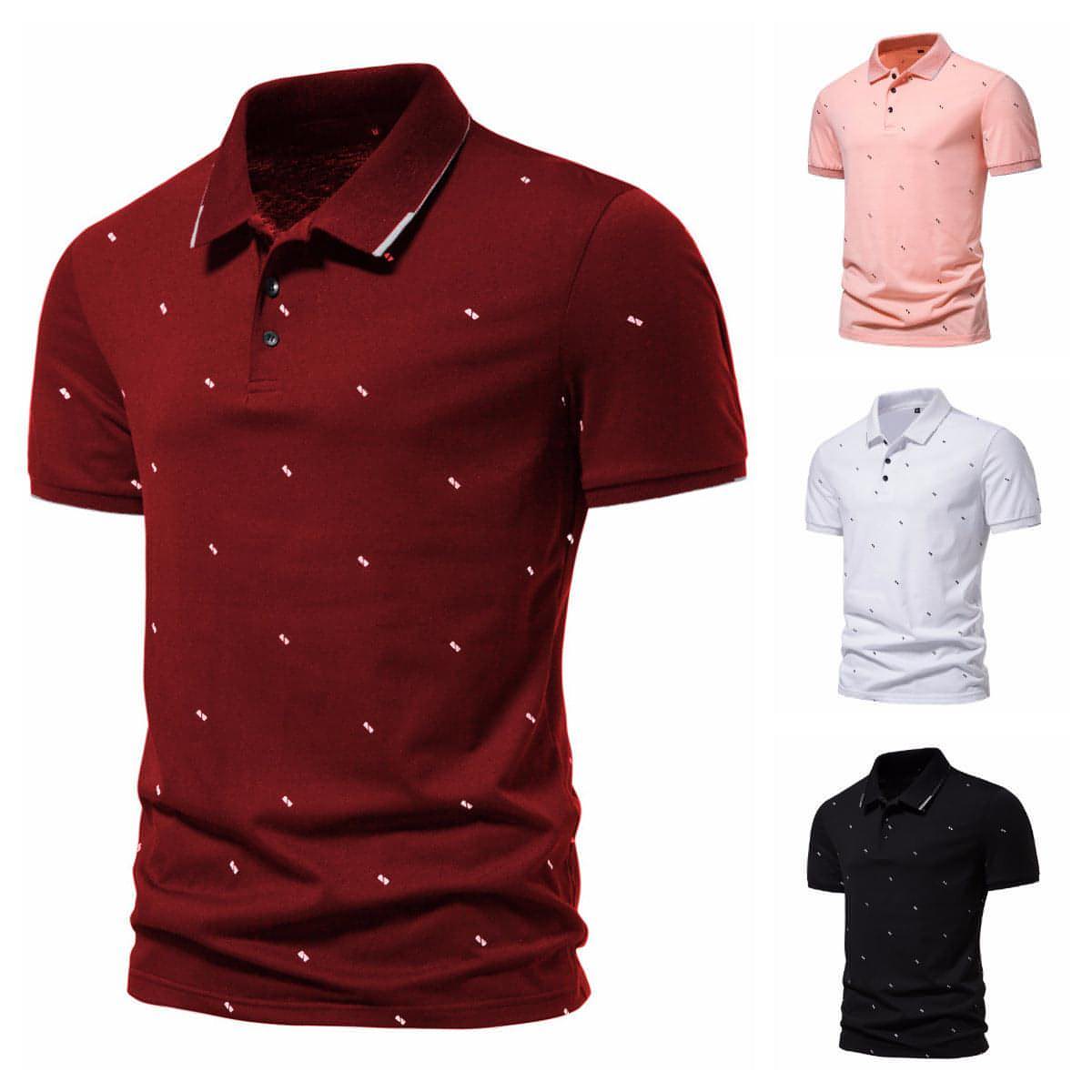 Camiseta polo estampada de moda de manga corta para hombre