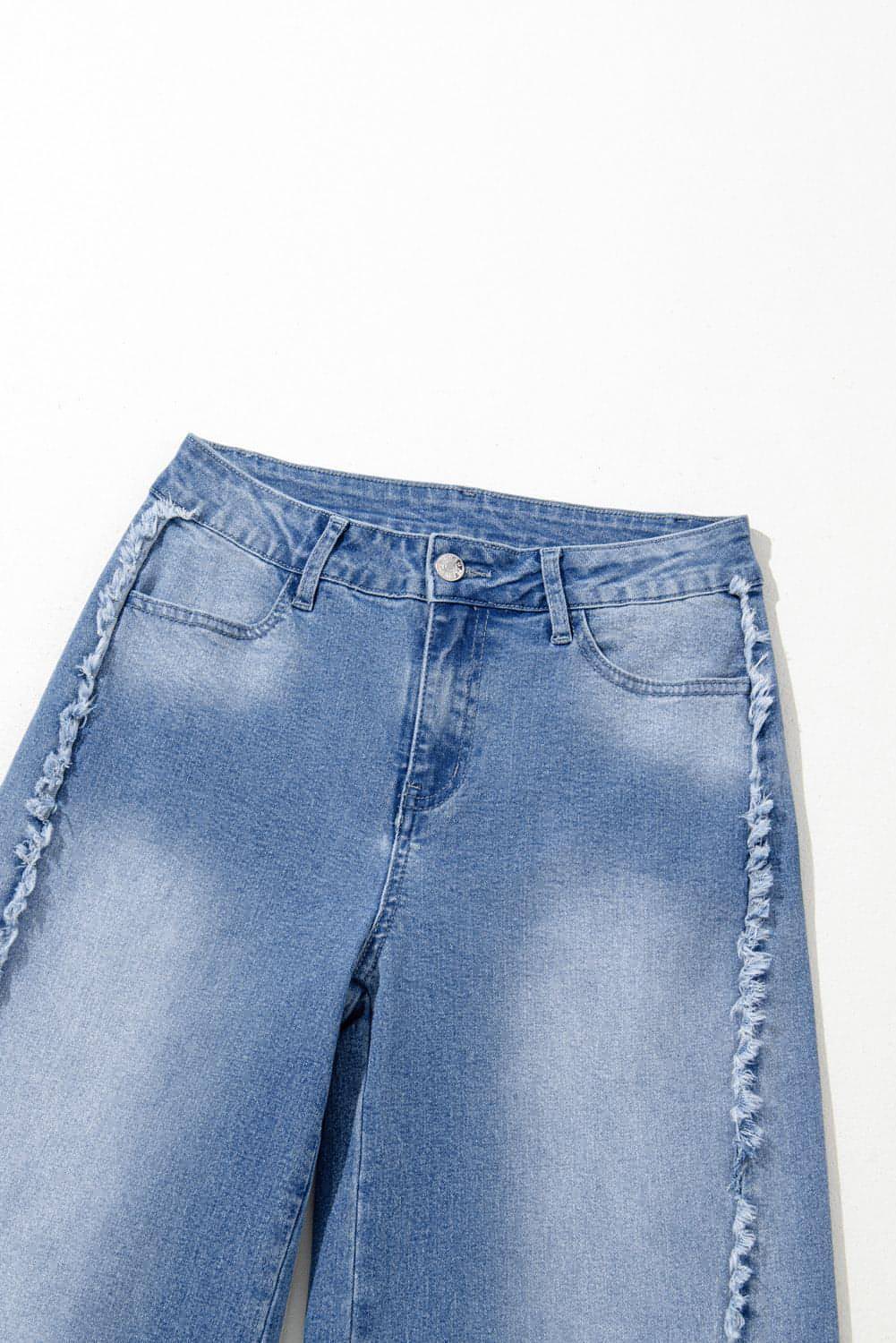 Beau Blue Vintage-Jeans mit offenem Saum und ausgestelltem Saum