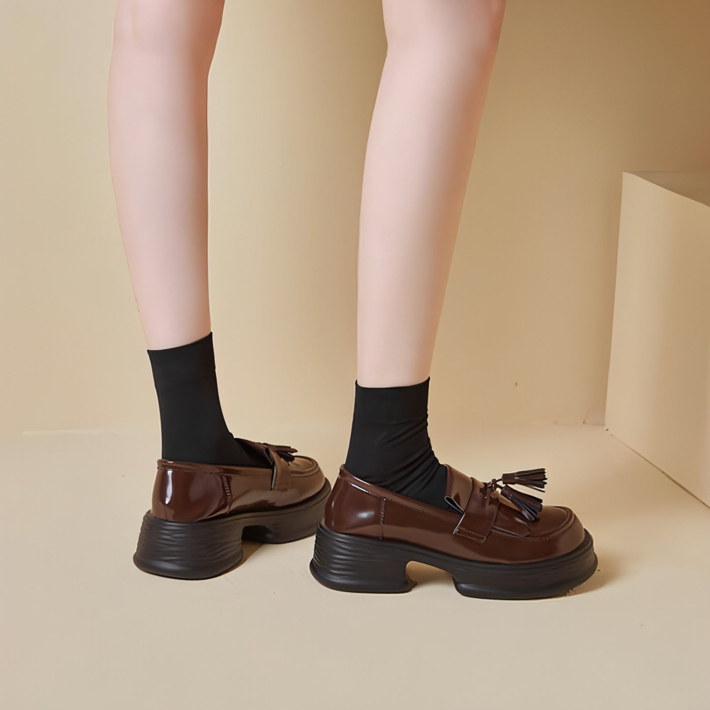 Damen Quaste Japanische Freizeit Kleine Lederschuhe Frauen