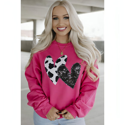 A1. Round Neck Long Sleeve Top Women's Loose Printed Sweater