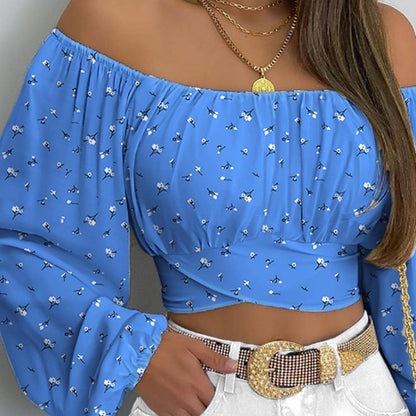 Women's New Off-shoulder Printed Top T-Shirt