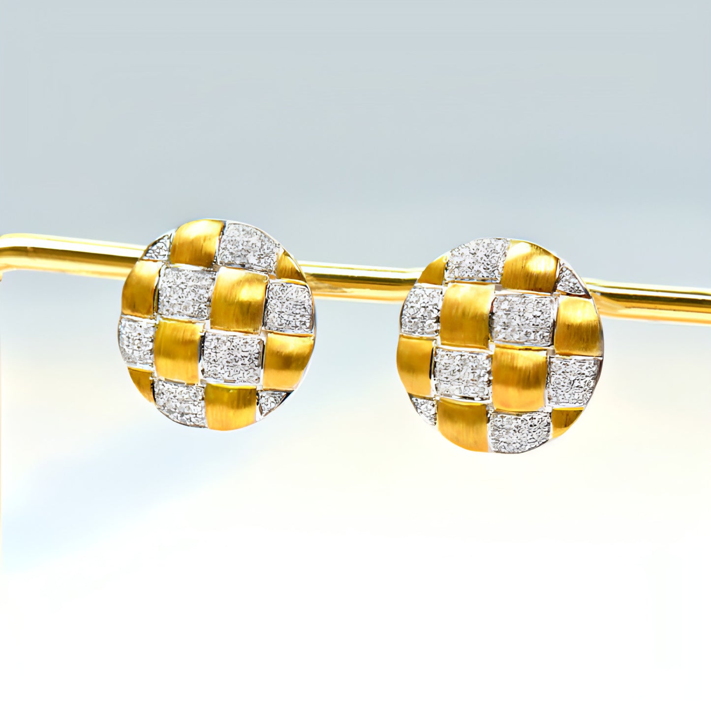 18K Gold Diamond Braided Craft Earrings – Stylish & Unique