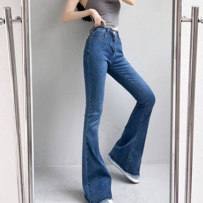 Kleine High Waist Raw Hem Jeans Retro Damen