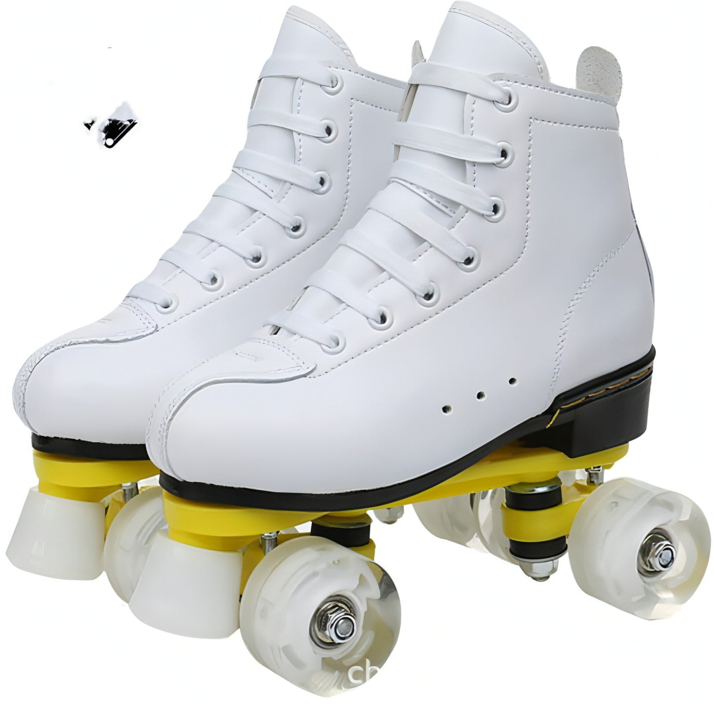 Borg Patines de dos hileras para adultos, cuatro ruedas, piel de vaca, PU, ​​Flash, completo