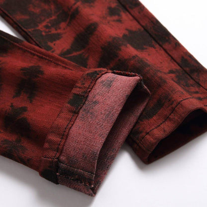 Stretch Tie Dyed Red Brick Men 's Jeans