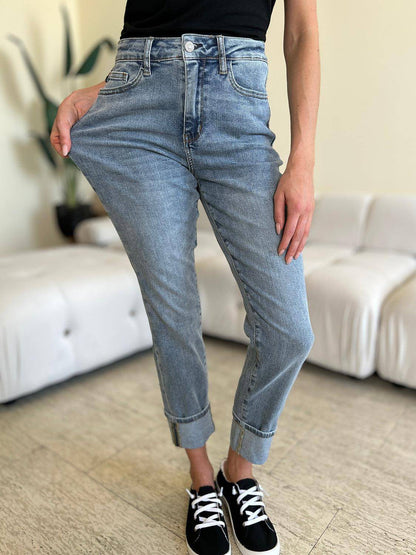 Judy Blue – Jeans in voller Größe mit hoher Taille und Bündchensaum