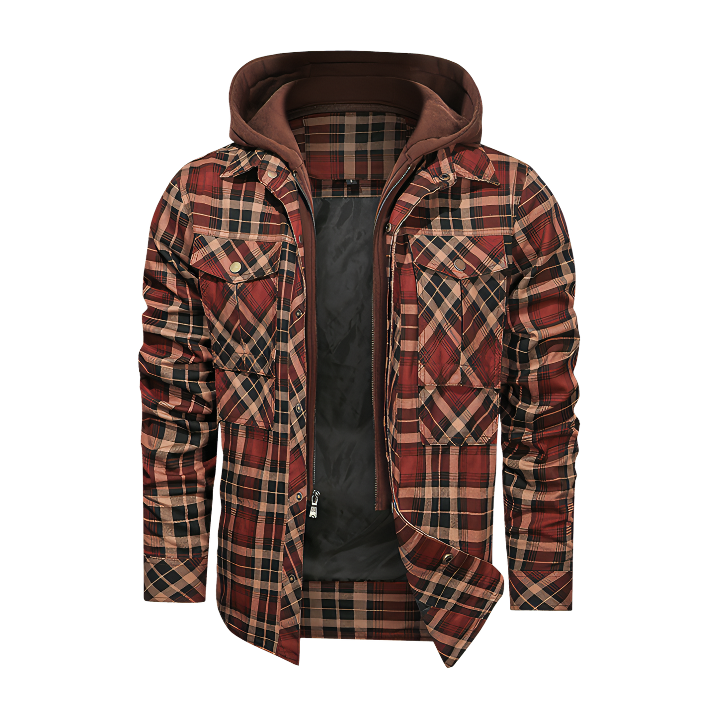 Men Long-sleeved Plaid Jacket