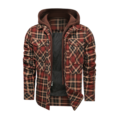 Men Long-sleeved Plaid Jacket