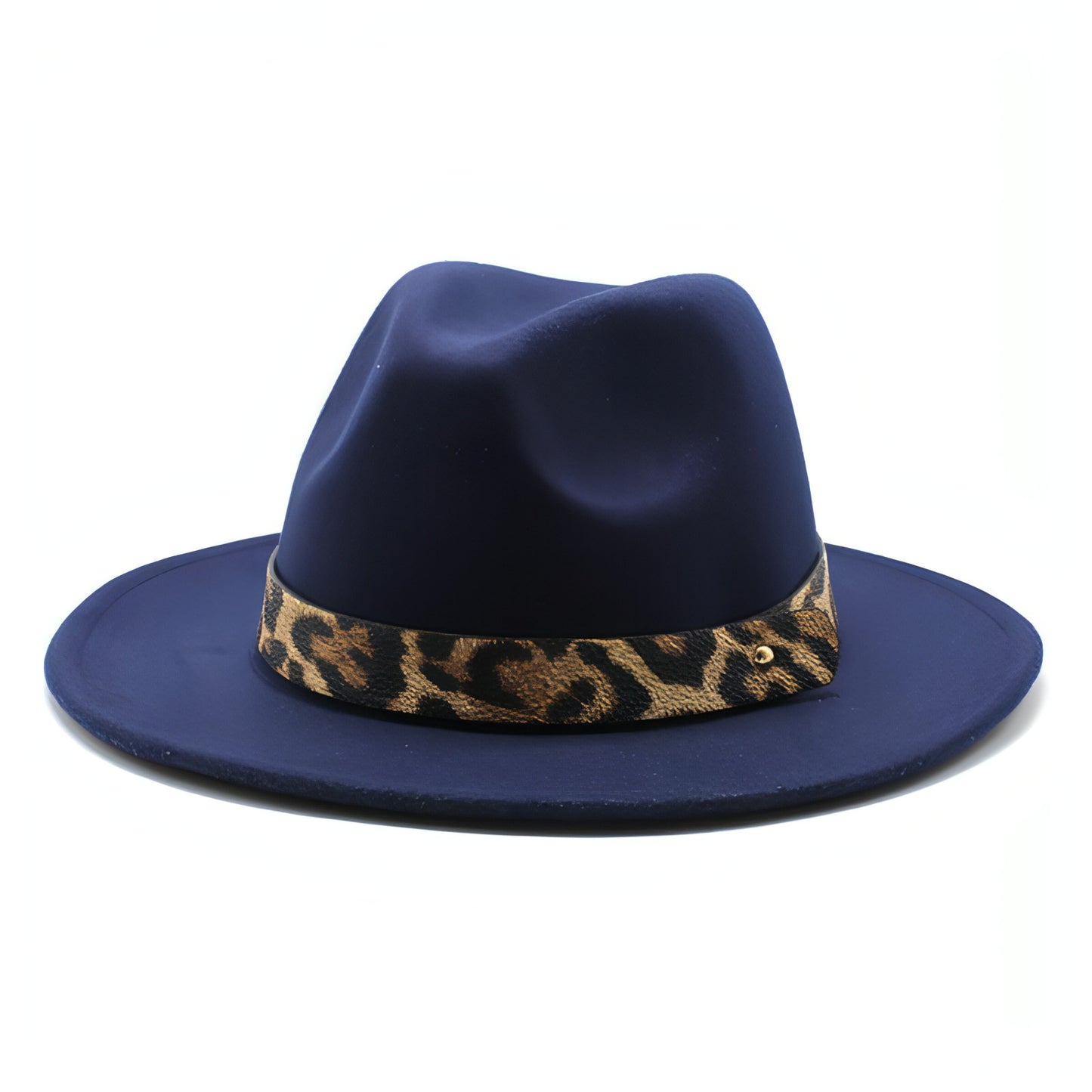 Men's Fashion Leopard Print Woolen Big Brim Top Hat