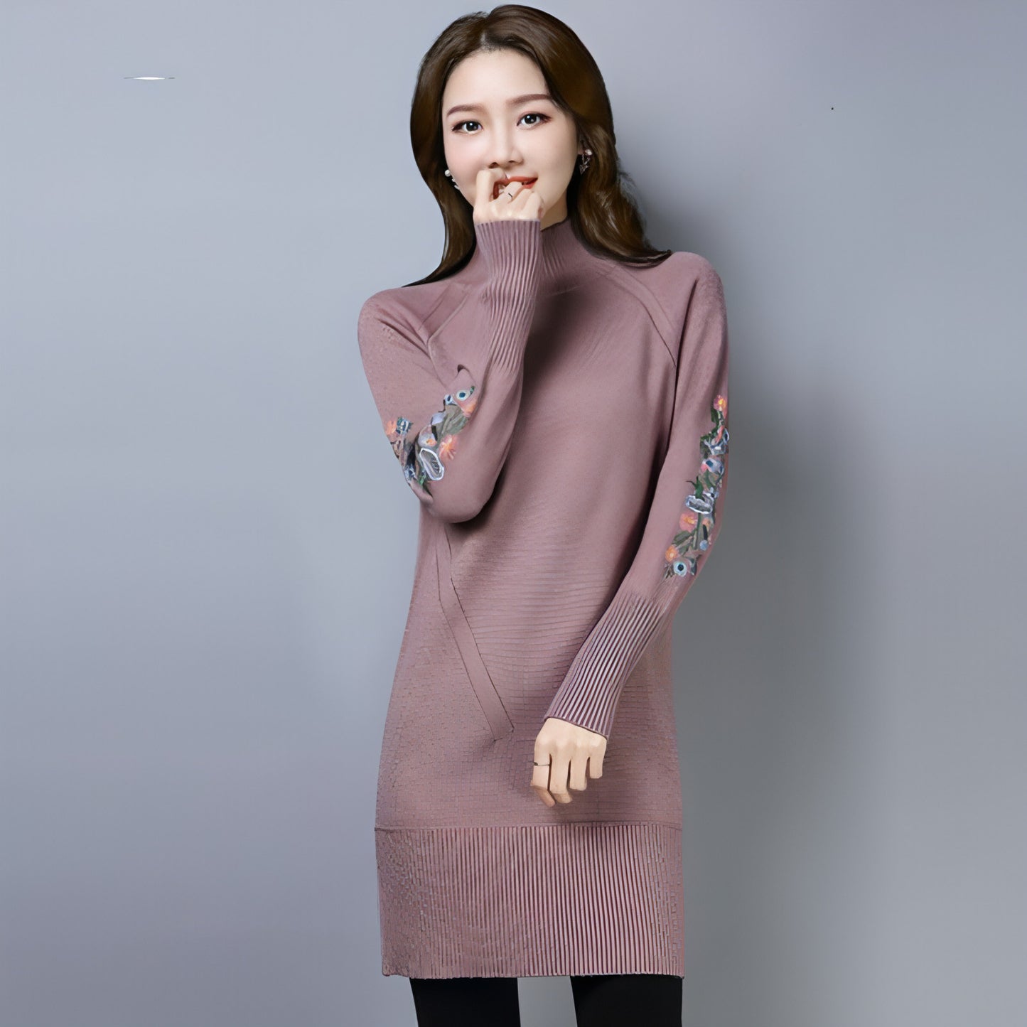 Autumn And Winter Fleece-lined Thickened Woolen Dress Sweater