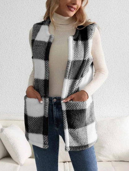 A.1 Coat Loose Plaid Color Stitching Knitted Cardigan Sweater Women