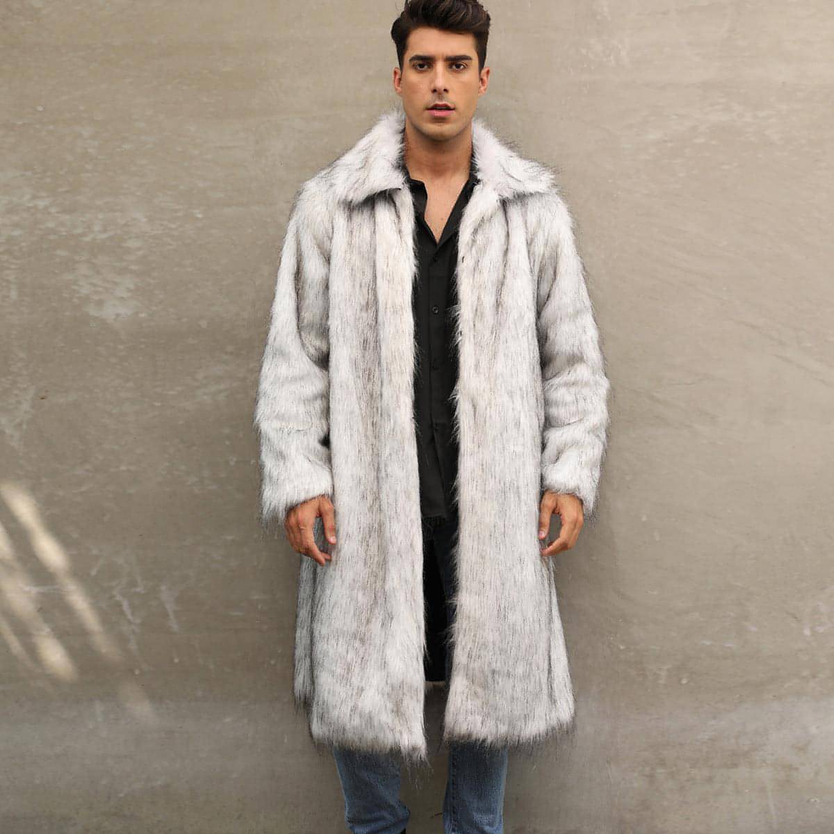 A.1 Men's Imitation Fox Fur Warm Coat Jacket