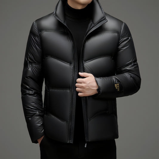 Winter Mid-old Men's Down Jacket Stand Collar Coat Thickened Protection Men