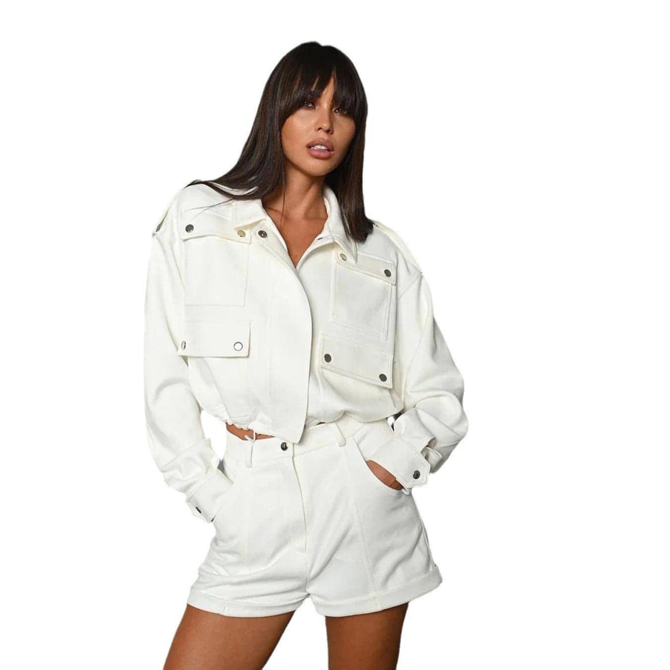 A Short Coat Shorts Suit Women Set