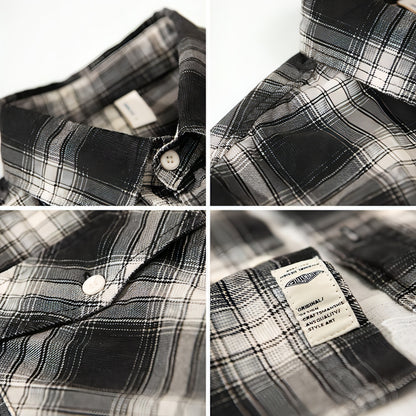 High-end Pure Cotton Trendy Plaid Long-sleeved DressShirt Men