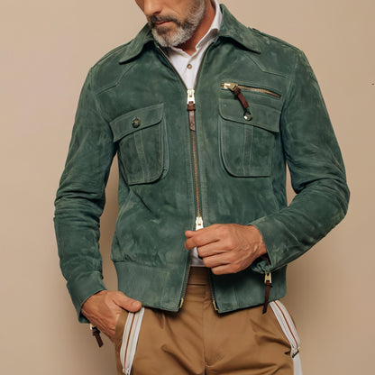 1. Una chaqueta de moda de color sólido y corte ajustado para hombres