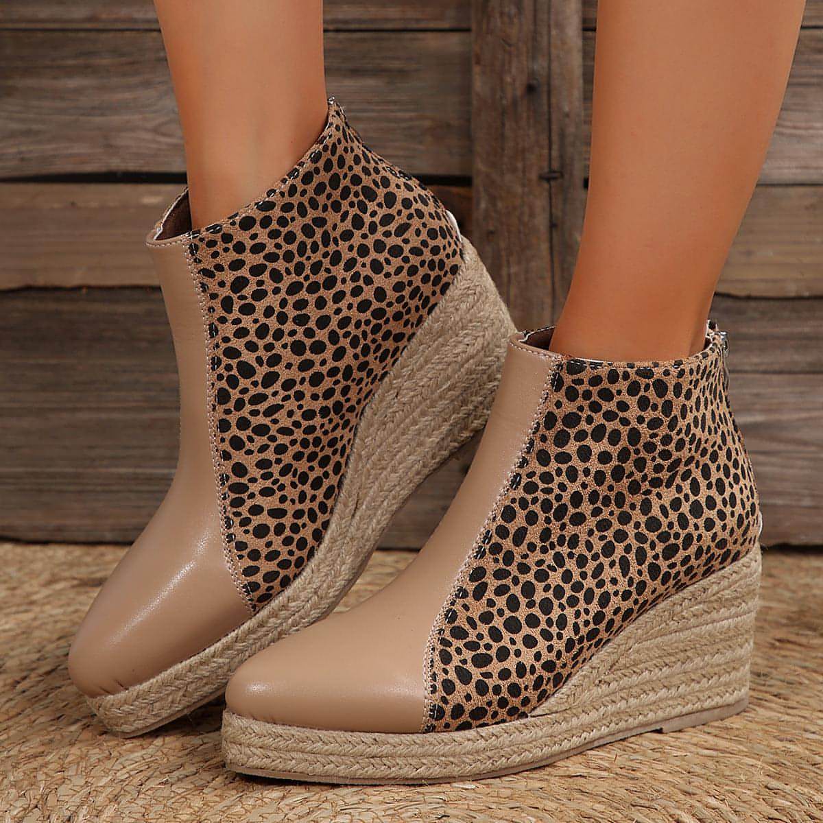 Women's Color-block Wedge Boots