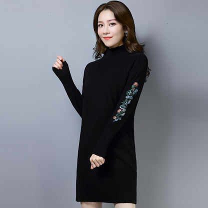 Autumn And Winter Fleece-lined Thickened Woolen Dress Sweater