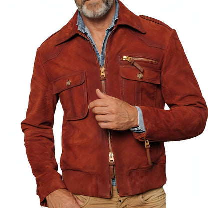 1. Una chaqueta de moda de color sólido y corte ajustado para hombres