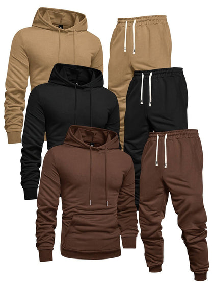 3 Sets Men's Casual Sports Hoodies Blouse And Pants