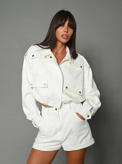 A Short Coat Shorts Suit Women Set