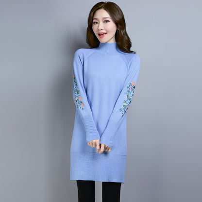 Autumn And Winter Fleece-lined Thickened Woolen Dress Sweater