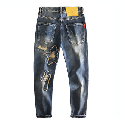 Retro Fashion And Personalized Ripped Jeans For Men