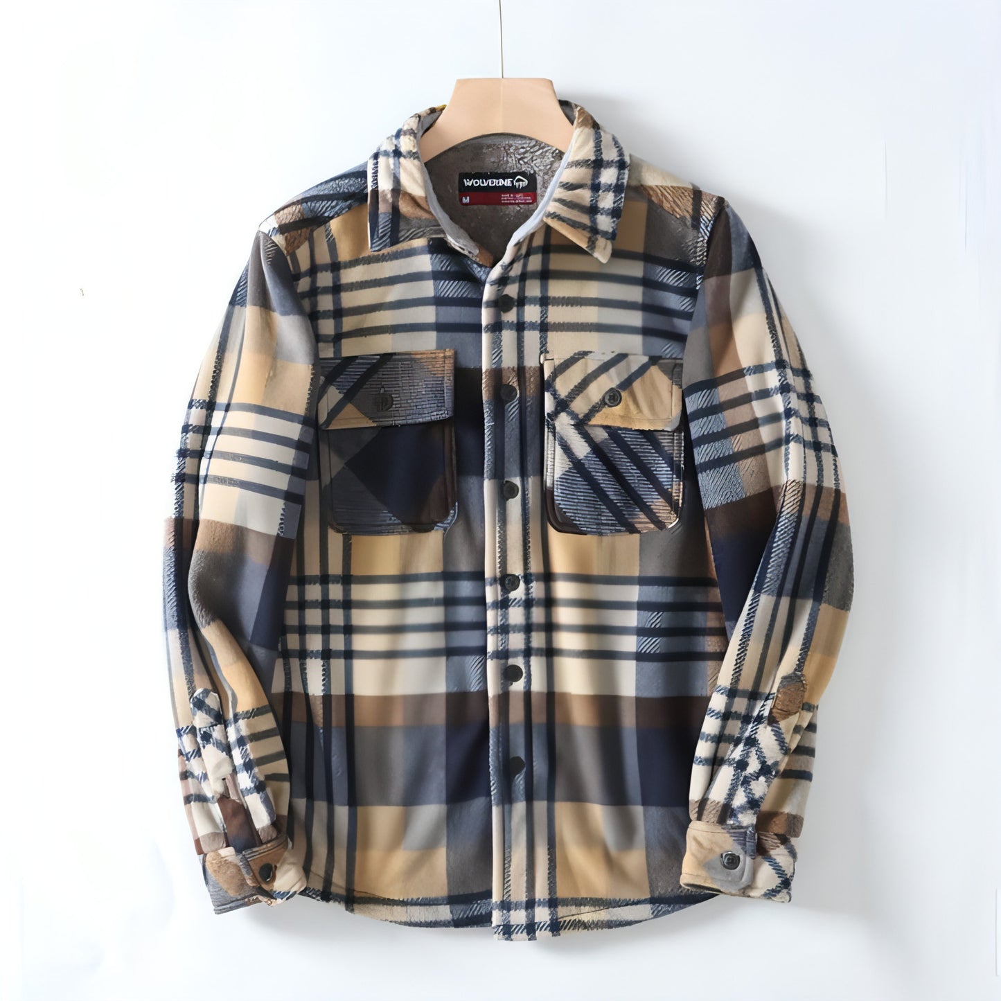 Flannel Plaid Warm Leisure Lapel Long Sleeve DressShirt