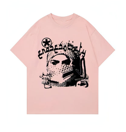 Camiseta holgada con estampado de estilo gótico y basura de estilo hip hop para hombre