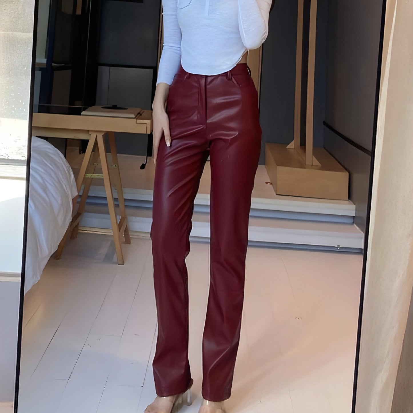 Women's High Elastic PU Leather Pants (Jeans)