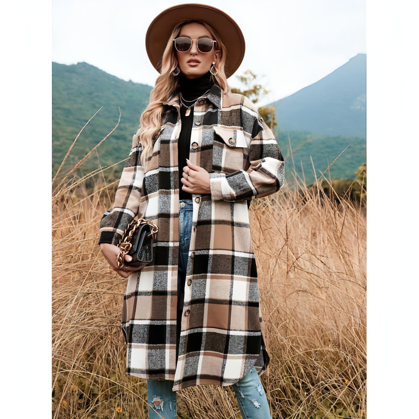 Coat Side Slit Lapel Loose Wool Women Jacket