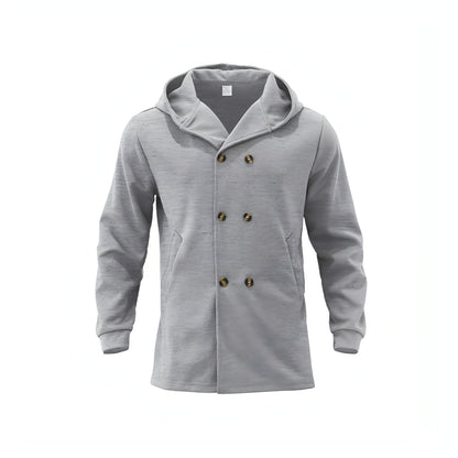 A1. Hooded Double-breasted Casual Mid-length Trench Coat