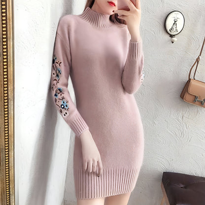 Autumn And Winter Fleece-lined Thickened Woolen Dress Sweater