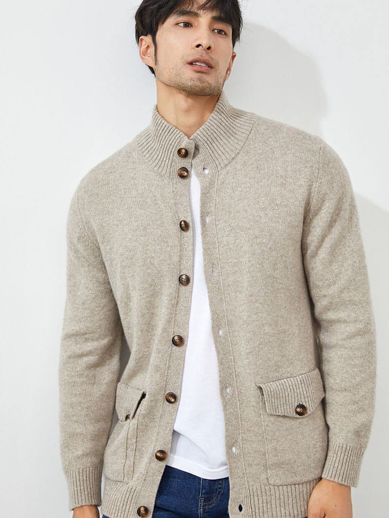 Luxe stickad kashmir cardigan för män