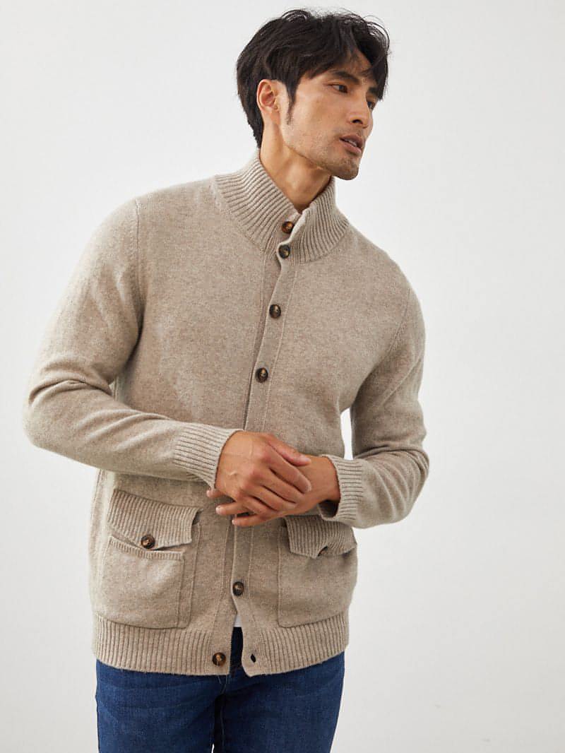 Luxe stickad kashmir cardigan för män