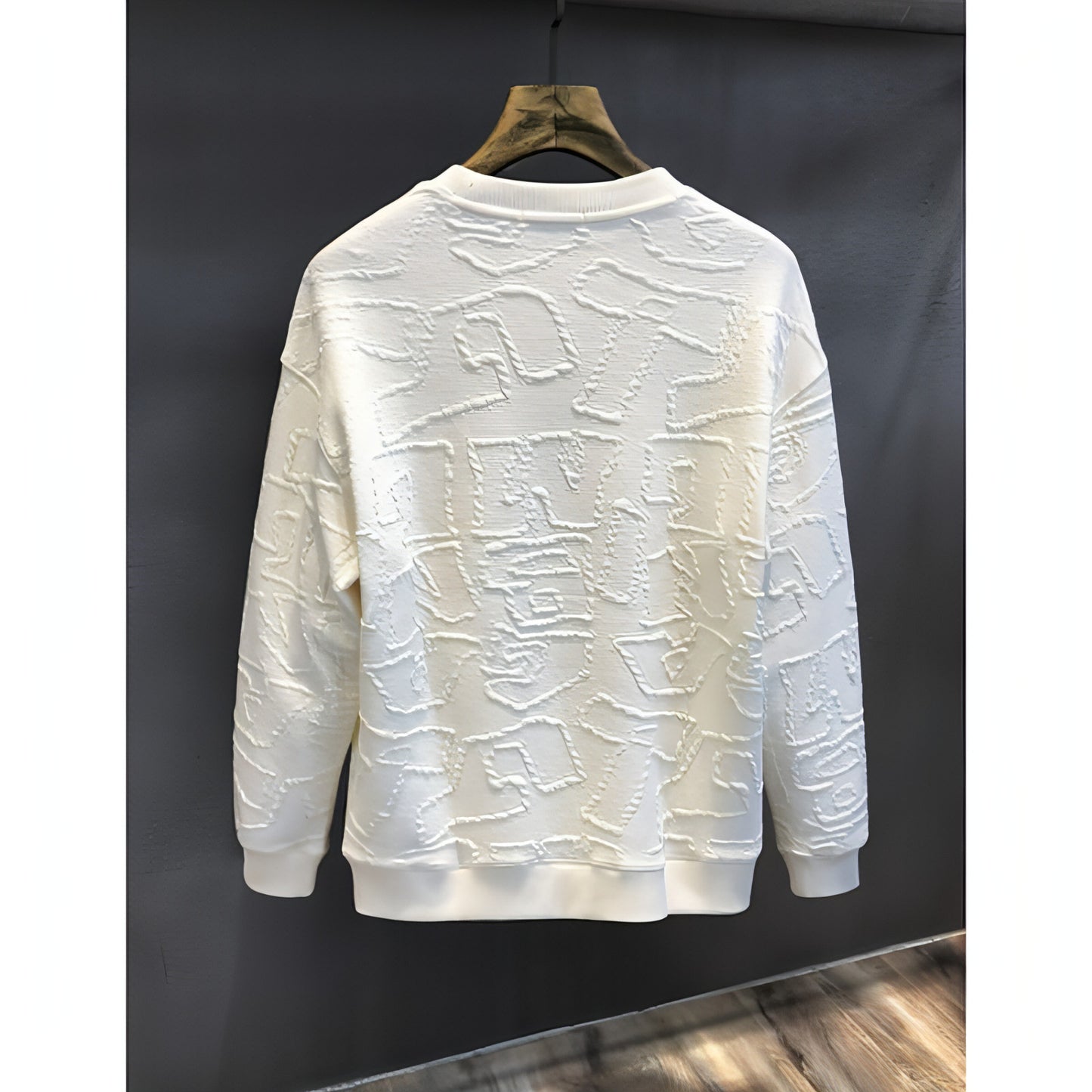 Texture Jacquard Heavy Round Neck Sweater Men's Autumn New