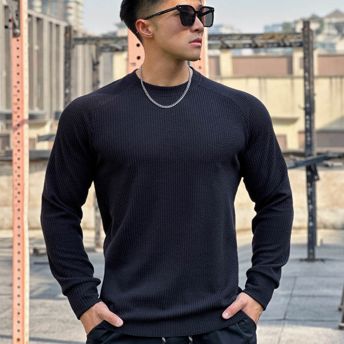 Autumn And Winter Round Neck Men's Casual Sports Trend Loose-fitting Plus Size Pullover Long Sleeve