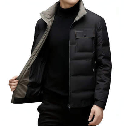 Men's Winter Stand Collar Short Thickened Warm Outdoor Down Jacket