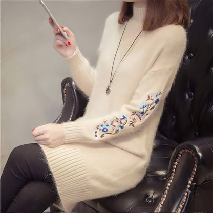 Autumn And Winter Fleece-lined Thickened Woolen Dress Sweater