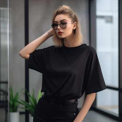 Fashion Retro Loose Cotton Half Sleeves Women T-Shirt