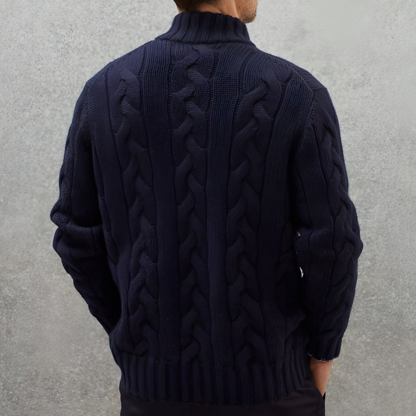 A.1 Men's Solid Color Zipper Knitted Jacket