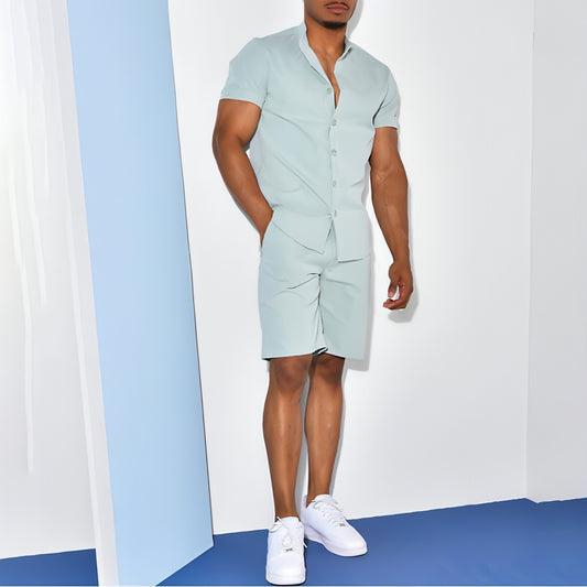 Camisa de vestido Manga curta de duas peças para homens