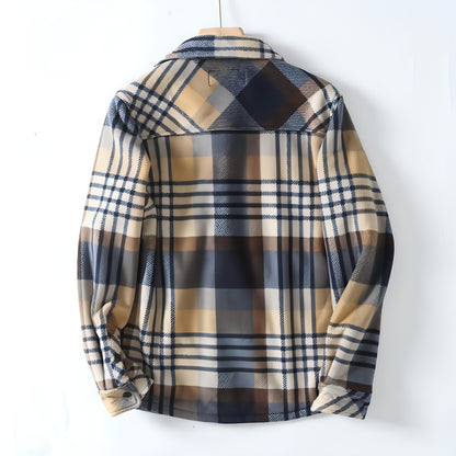 Flannel Plaid Warm Leisure Lapel Long Sleeve DressShirt