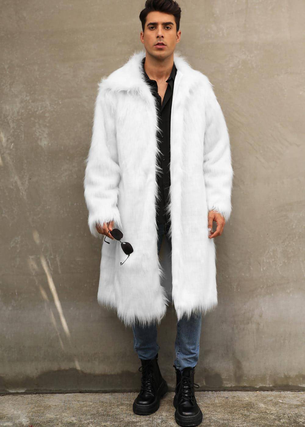 A.1 Men's Imitation Fox Fur Warm Coat Jacket