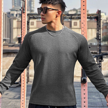 Autumn And Winter Round Neck Men's Casual Sports Trend Loose-fitting Plus Size Pullover Long Sleeve