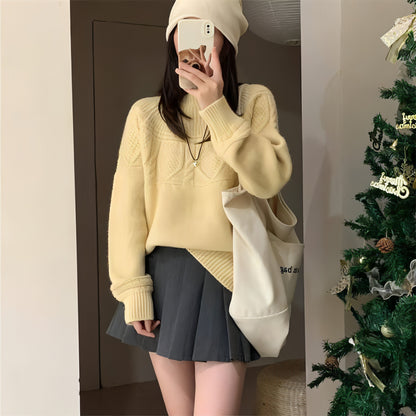 French Retro Soft Glutinous Twisted Sweater For Women