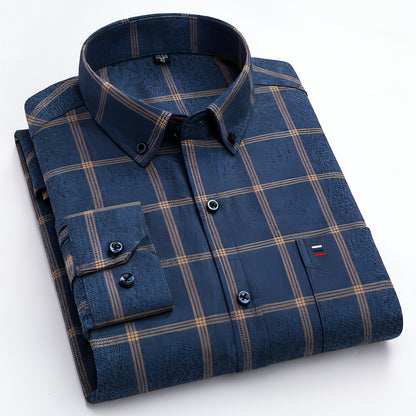 Brushed Yarn-dyed Plaid Business Casual Shirt